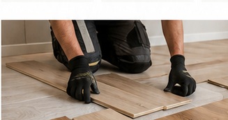 Flooring installation in progress